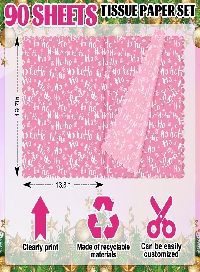 Whaline 90 Sheets Christmas Scalloped Tissue Paper Pink Candy Cane Stripe Snowflake Gift Wrapping Paper Xmas DIY Art Crafts Tissue for Holiday Birthday Baby Shower, 13.8 x 19.7 Inch - Image 2